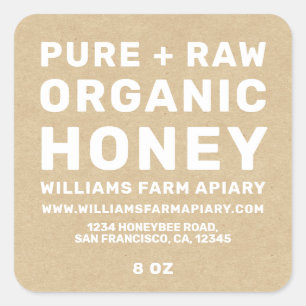 Modern Honey Jar Label Honeybee Apiary Kraft