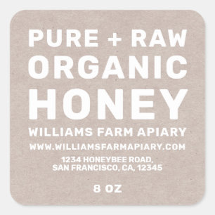 Modern Honey Jar Label Honeybee Apiary Kraft