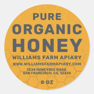 Modern Honey Jar Label Honeybee Apiary Yellow