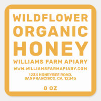 Modern Honey Jar Label Honeybee Apiary Yellow