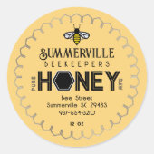 Modern Honey Label met Hexagon Border en Bee (Voorkant)