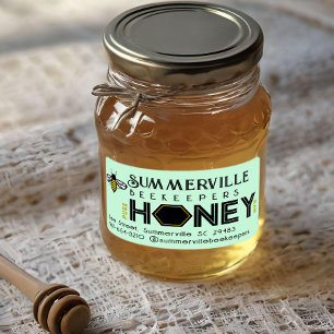 Modern Honey Label met Hexagon Border en Bee