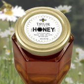 Modern Honey Label met Hexagon Border en Bee
