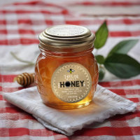 Modern Honey Label met Hexagon Border en Bee