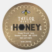 Modern Honey Label met Hexagon Border en Bee (Voorkant)