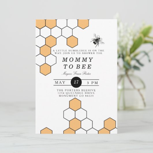 Modern Honeycomb | BumblebeenBaby shower Kaart (Staand voorkant)