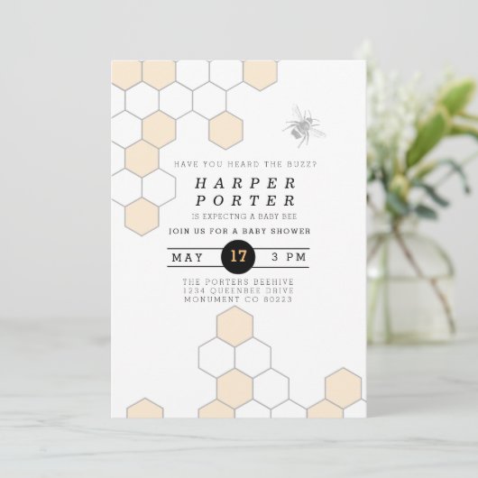 Modern Honeycomb | BumblebeenBaby shower Kaart (Staand voorkant)