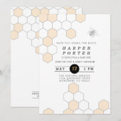 Modern Honeycomb | BumblebeenBaby shower Kaart (Voorkant / Achterkant)