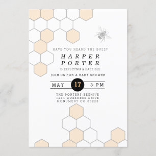 Modern Honeycomb   BumblebeenBaby shower Kaart