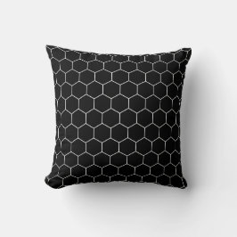 Modern Honeycomb Hexagon Pattern | Zwart-wit Kussen