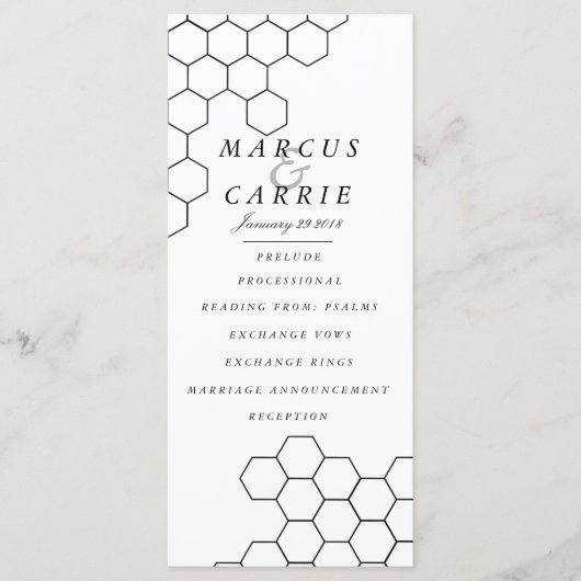 Modern Honeycomb huwelijksprogramma Programmakaart (Voorkant)