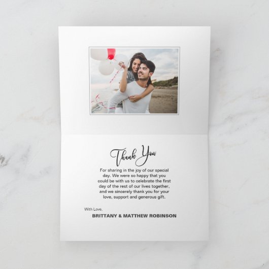 Modern Honeymoon 2 Foto bruiloft Hartelijk dank Kaart (Binnen)