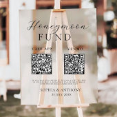 Modern Honeymoon Fund QR Code Acryl Trouwbord Bord