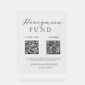 Modern Honeymoon Fund QR Code Acryl Trouwbord Bord (Voorkant)