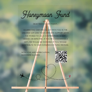 Modern Honeymoon Fund QR Code Goed gedaan Acryl Bord