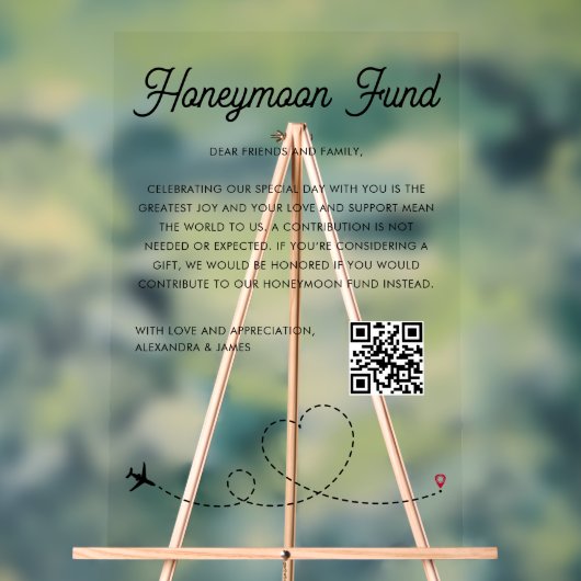 Modern Honeymoon Fund QR Code Goed gedaan Acryl Bord (Neutraal)