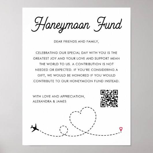 Modern Honeymoon Fund QR Code Goed gedaan Poster (Voorkant)