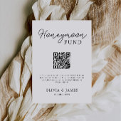 Modern Honeymoon Fund QR Code Sign, bruiloft Kaart