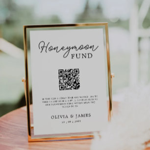 Modern Honeymoon Fund QR Code Sign, bruiloft Kaart