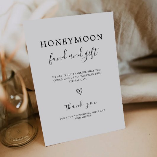Modern Honeymoon Fund QR Code Sign, bruiloft Kaart