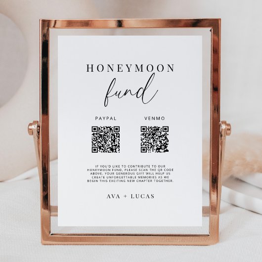 Modern Honeymoon Fund QR Code Trouwbord Poster