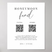 Modern Honeymoon Fund QR Code Trouwbord Poster (Voorkant)