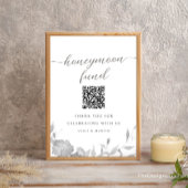 Modern Honeymoon Fund Sign Minimal Floral Poster Kaart