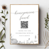 Modern Honeymoon Fund Sign Minimal Floral Poster Kaart
