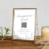 Modern Honeymoon Fund Sign Minimal Floral Poster Kaart