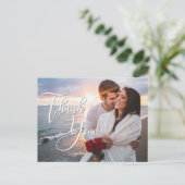 Modern Honeymoon Weddenschap Foto bedankt Briefkaart (Staand voorkant)