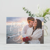 Modern Honeymoon Weddenschap Foto bedankt Kaart (Staand voorkant)