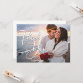 Modern Honeymoon Weddenschap Foto bedankt Kaart (Voorkant / Achterkant in situ)
