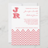 Modern Honeysuckle Pink Chevron Wedding Invitation Kaart (Voorkant)