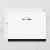 Modern honkbal gepersonaliseerde plat notitiekaartje (Voorkant)