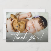 Modern horizontaal Baby foto handlettering script Bedankkaart (Voorkant)