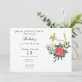 Modern Horse Christmas Open House Holiday Party Kaart (Staand voorkant)