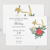 Modern Horse Christmas Open House Holiday Party Kaart (Voorkant / Achterkant)