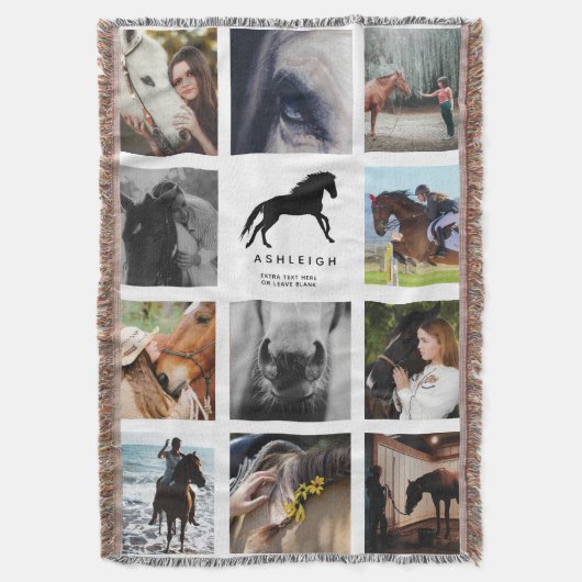 Modern Horse Photo Collage Equestrian Keepomwille Deken (Voorkant Verticaal)