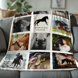 Modern Horse Photo Collage Equestrian Keepomwille Fleece Deken