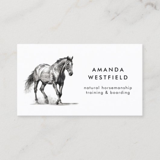 Modern Horse Sketch Equestrian Visitekaartje (Voorkant)