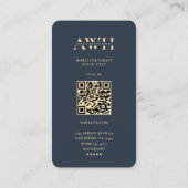 Modern Horticulturist Monogram Donkerblauw Goud Visitekaartje (Achterkant)