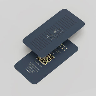 Modern Horticulturist Monogram Donkerblauw Goud Visitekaartje