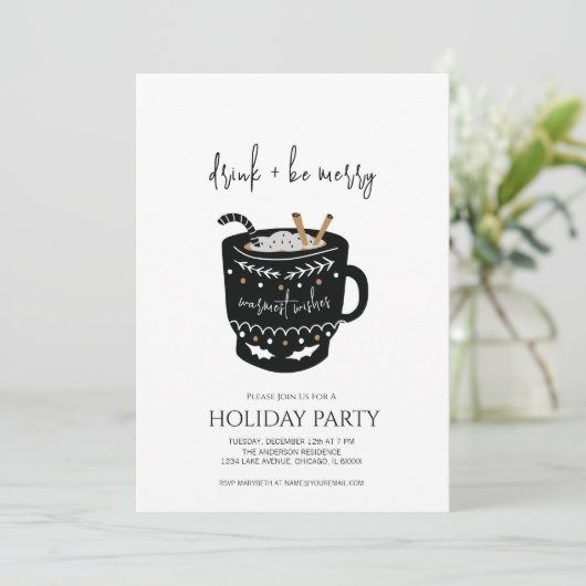 Modern Hot Ccaca Drink en zijn prettige feestdag Kaart (Staand voorkant)