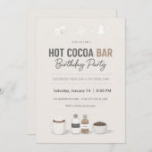 Modern Hot Cocoa Bar Birthday Invitation Kaart (Voorkant / Achterkant)