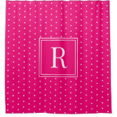 Modern Hot Fuschia Pink Monogrammed Douchegordijn (Voorkant)