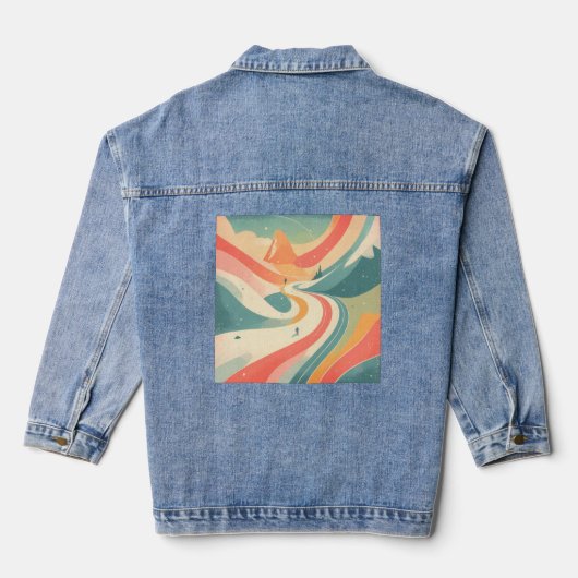 Modern Hot Look at Snow Mountain Paradise Fun Denim Jacket (Achterkant)