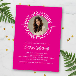 Modern Hot Pink 50 and Fabulous 50th Birthday Kaart