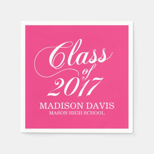 Modern Hot Pink | Afstuderen Napkins Servetten (Voorkant)