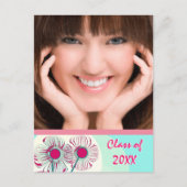 Modern Hot Pink Aqua Afstuderen Open Huis Uitnodig Uitnodiging Briefkaart (Voorkant)