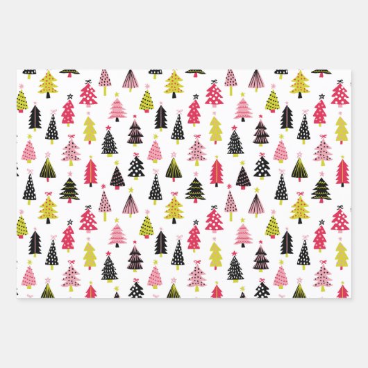 Modern Hot Pink Black Lime Green Kerstfeestdag Inpakpapier Vel (Voorkant)